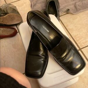 Enzo Angiolini Black Leather Slip-On Flats